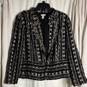 Chico's Black and Cream Textured Blazer